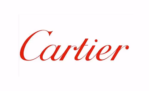 Logotipo de Cartier en rojo elegante y distintivo