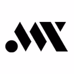 Logotipo abstracto geométrico en negro con formas angulares y un círculo