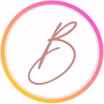 Logotipo circular degradado con letra B elegante en tonos rosa y naranja