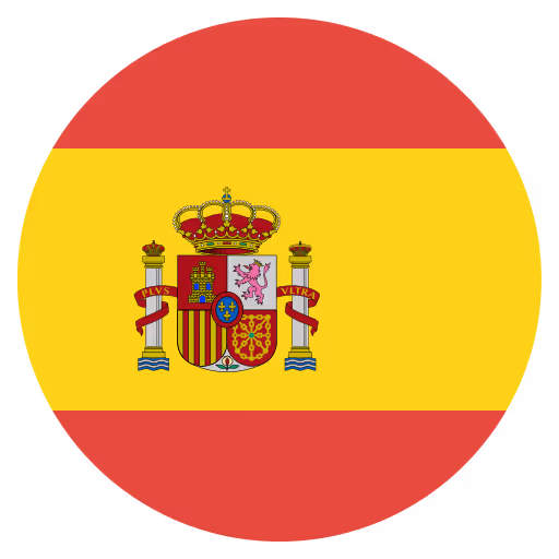 Bandera nacional de España con escudo heráldico en el centro